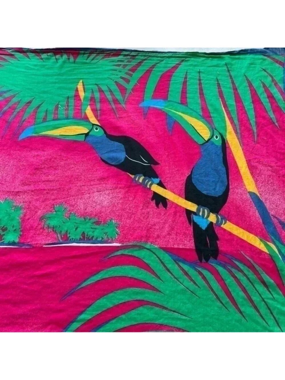 Jacques Rollet toucans Sarong Wrap tropical paradise Vintage - Picture 5 of 6
